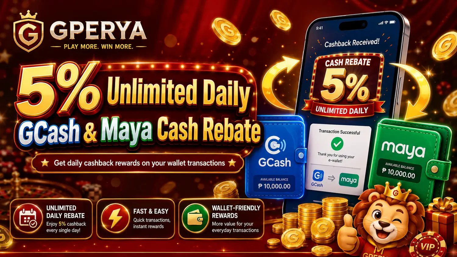 5% Unlimited Daily Cash Rebate for GCash and Maya Cash